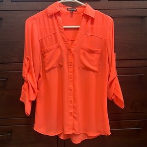 Express Portifino neon orange blouse XS